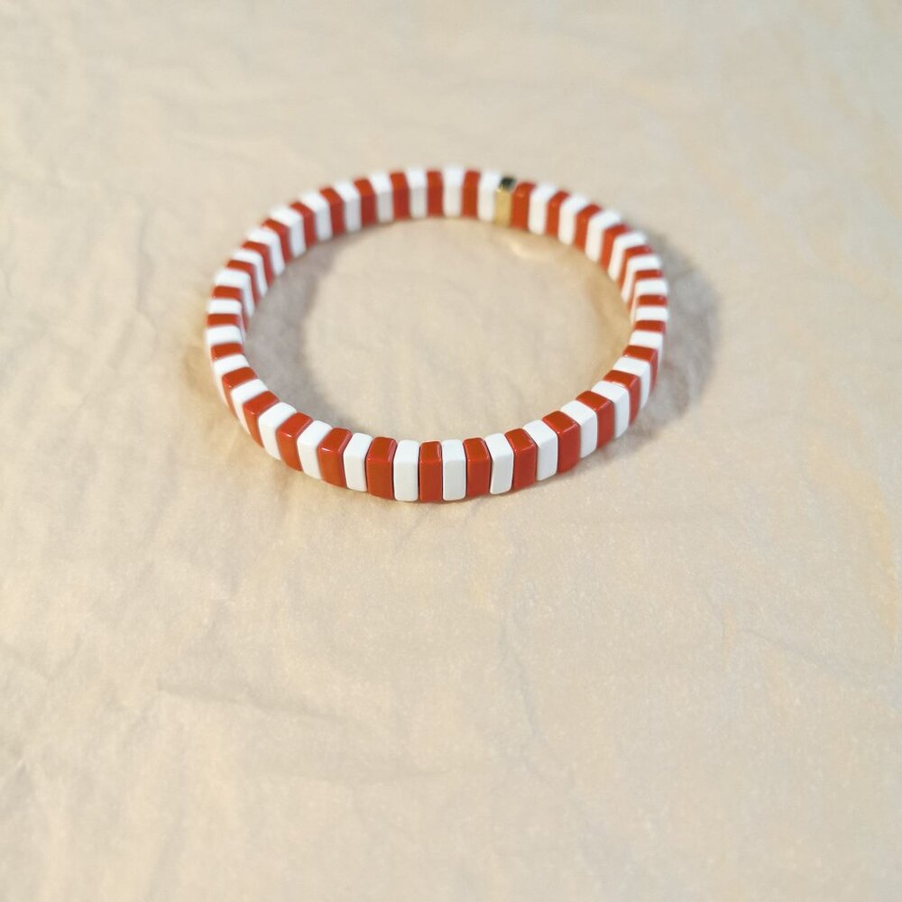 Roxanne Assoulin Only Love Enamel Bracelet Red White Beads Gold